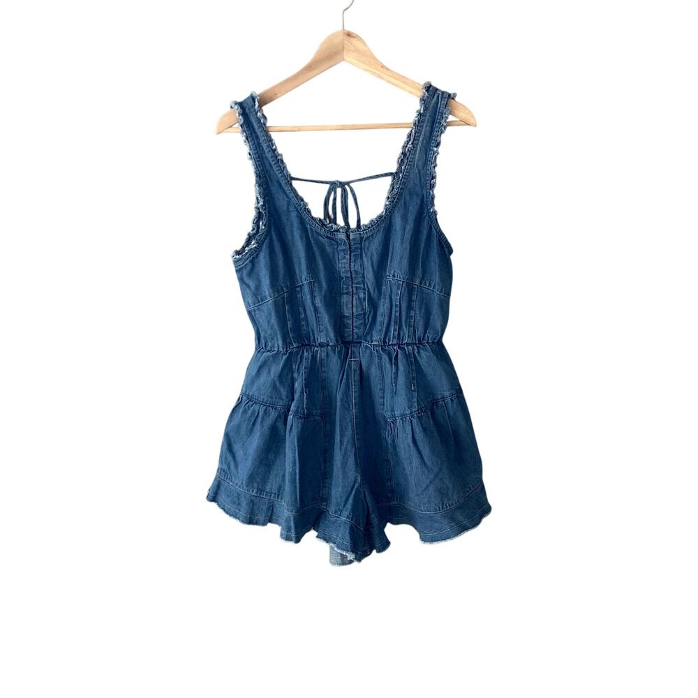 Free People x We the Free Nikita Playsuit Romper Dark Blue Denim Small